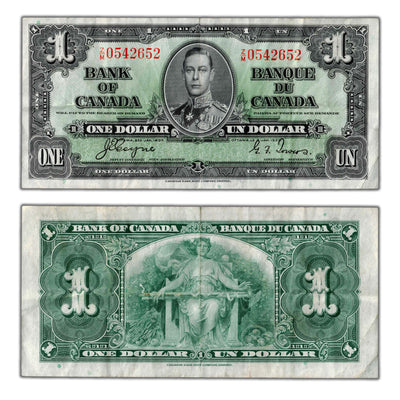 $1 1937 Bank of Canada Note Coyne-Towers Z/M Prefix BC-21d - VF
