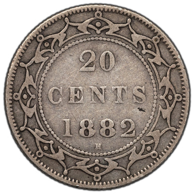 Newfoundland 1882-H 20 Cents Silver Coin - VG/F