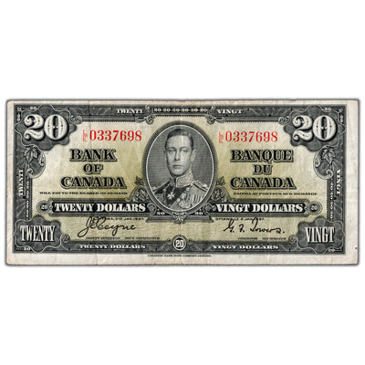 $20 1937 Bank of Canada Note Coyne-Towers L/E Prefix BC-25c - F/VF