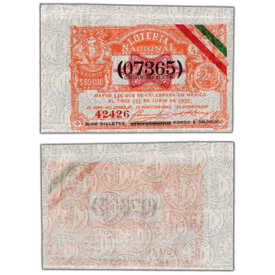 Mexico 1927 National Lottery Ticket