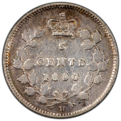 Canada 1890-H 5 Five Cents Silver Coin - Very Fine