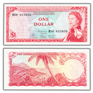 SOLD East Caribbean Currency Authority 1965 $1 One Dollar Note P #13e - EF