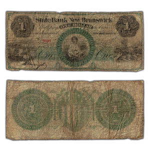 SOLD United States New Jersey State Bank at New Brunswick $1 Remainder Note