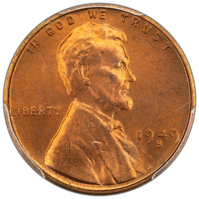 United States 1949-S Lincoln Wheat Cent Coin - PCGS MS-66 Red