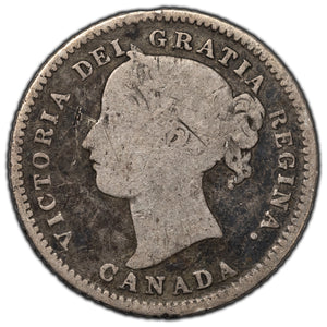 SOLD Canada 1874-H 10 Cents Dime Silver Coin - G/VG (marks)