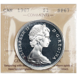Canada 1967 $1 Silver Dollar Specimen Coin - ICCS SP-67 UHC