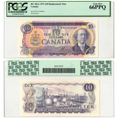 $10 1971 Bank of Canada Note *VL Replacement Prefix BC-49cA - PCGS UNC-66 PPQ