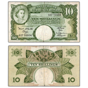 SOLD East Africa (1961-63) 10 Ten Shillings Note P #42a - Tape Repaired