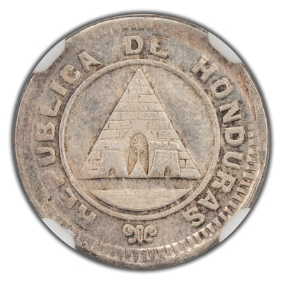SOLD Honduras 1886 Large Pyramid 5 Centavos Silver Coin - NGC MS-64