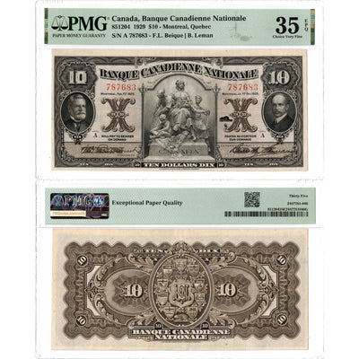 SOLD $10 1929 Banque Canadienne Nationale Chartered Note #85-12-04 - PMG VF-35 EPQ