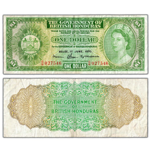 British Honduras 1970 $1 One Dollar Note P #28c - VF