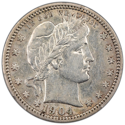 United States 1904 25 Cents Barber Quarter Silver Coin - PCGS AU-50