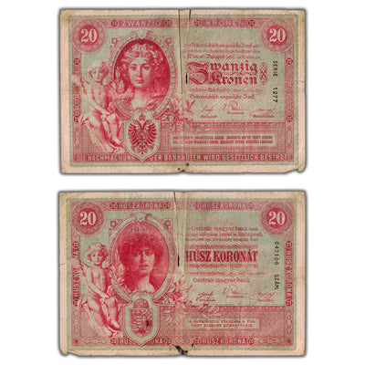 SOLD Austria 1900 20 Twenty Kronen Note P #5 - Long Tear
