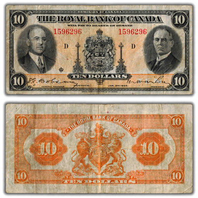 SOLD $10 1935 Royal Bank of Canada Chartered Note CH #630-18-04a - Fine
