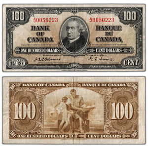 SOLD $100 1937 Bank of Canada Note Osborne Signature BC-27a - VF+