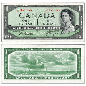 SOLD $1 1954 Bank of Canada Note Devil Face T/A Prefix BC-29b - EF+