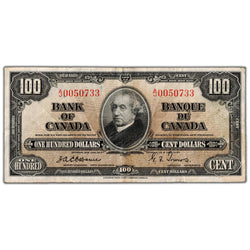 $100 1937 Bank of Canada Note Osborne Signature BC-27a - VF