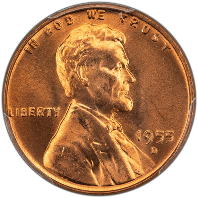 United States 1955-D Lincoln Wheat Cent Coin - PCGS MS-66 Red