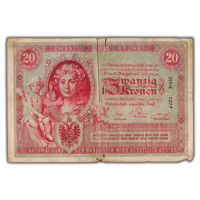 SOLD Austria 1900 20 Twenty Kronen Note P #5 - Long Tear
