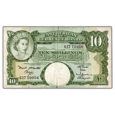 East Africa (1961-63) 10 Ten Shillings Note P #42a - Tape Repaired