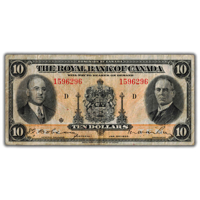 SOLD $10 1935 Royal Bank of Canada Chartered Note CH #630-18-04a - Fine