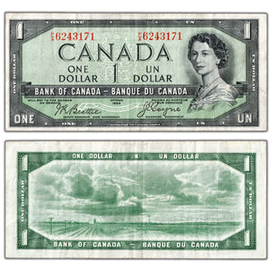 SOLD $1 1954 Bank of Canada Note Devil Face P/A Prefix BC-29b - VF