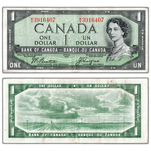 SOLD $1 1954 Bank of Canada Note Devil Face M/A Prefix BC-29b - VF+