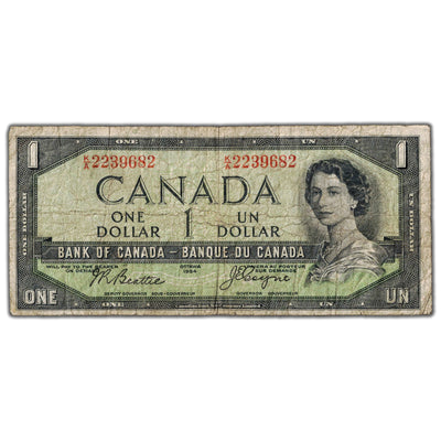 $1 1954 Bank of Canada Note Devil Face K/A Prefix BC-29b - VG