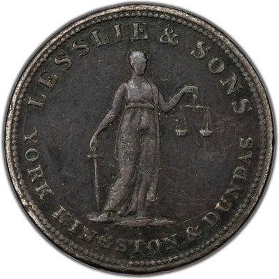 Upper Canada (1824) Leslie & Son 1/2d Half Penny Token UC-2A2 - Fine +