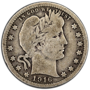 SOLD United States 1916-D 25c Barber Quarter Silver Coin