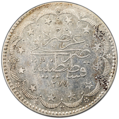 SOLD Ottoman Empire Year 14 (1873) 20 Kurus Silver Coin KM #693