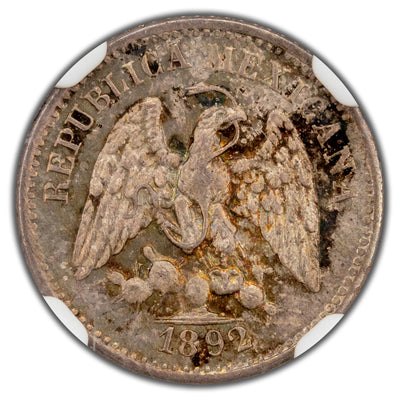 Mexico 1892 MO M 5 Centavos Silver Coin - NGC MS-63