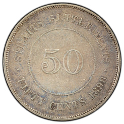 Straits Settlements 1898 50 Cents Silver Coin