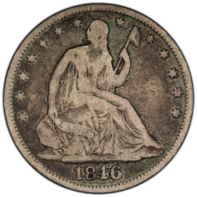 United States 1846 Medium Date 50 Cents Seated Liberty Half Dollar Silver Coin