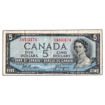 $5 1954 Bank of Canada Note Devil Face F/C Prefix BC-31b - VF