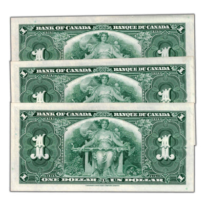 SOLD $1 1937 Bank of Canada Notes Z/M Prefix BC-21c - 3 Consecutive