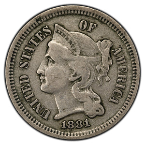 SOLD United States 1881 3 Cent Nickel Coin
