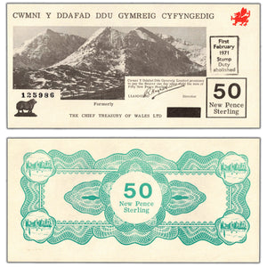 SOLD Wales Black Sheep Company 1971 50 New Pence Note