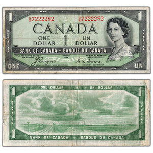 SOLD $1 1954 Bank of Canada Note Devil Face G/A Prefix BC-29a - Fine