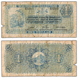 Trinidad & Tobago 1905 $1 One Dollar Note P #1b - Tears, Missing Piece