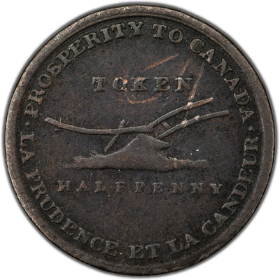 Upper Canada (1824) Leslie & Son 1/2d Half Penny Token UC-2A2 - Fine +