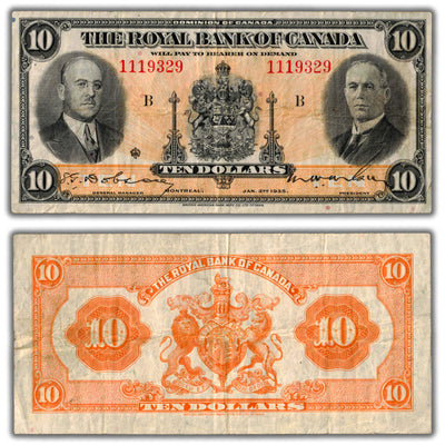 SOLD $10 1935 Royal Bank of Canada Chartered Note CH #630-18-04a - VF