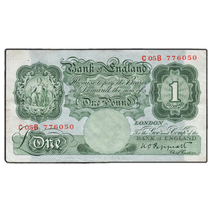 SOLD Great Britain ND (1948-60) 1 One Pound Note P-369a - Pinholes