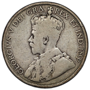 SOLD Canada 1914 50 Cents Half Dollar Silver Coin - VG (weak reverse)