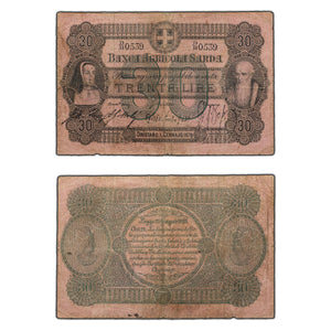 SOLD Italy Banca Agricola Sarda 1878 30 Thirty Lire P #S187