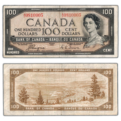 SOLD $100 1954 Bank of Canada Note Devil Face Coyne-Towers BC-35a - Fine