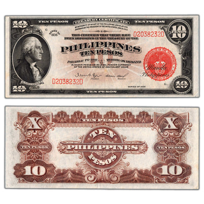 SOLD Philippines 1936 10 Ten Pesos Note P #84b - EF