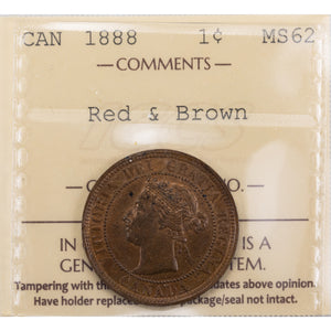 SOLD Canada 1888 1 Large Cent Coin - ICCS MS-62 RB