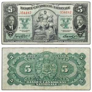 SOLD $5 1935 Banque Canadienne Nationale Canada Chartered Note #85-14-02 - VF