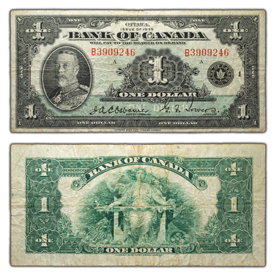 SOLD $1 1935 Bank of Canada Note English Text Letter 'B' BC-1 - Fine